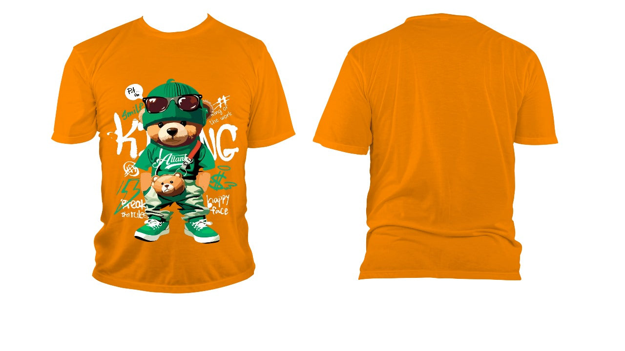 Street King Bear Graphic Tee – Bold Orange